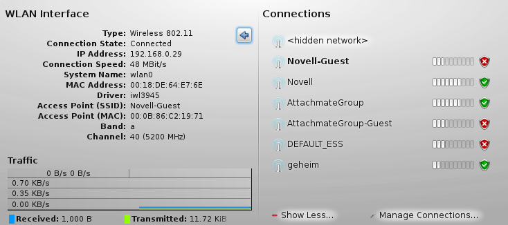 KDE NetworkManager— Connection Details and Statistics