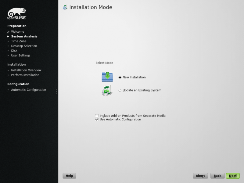 Mode installation