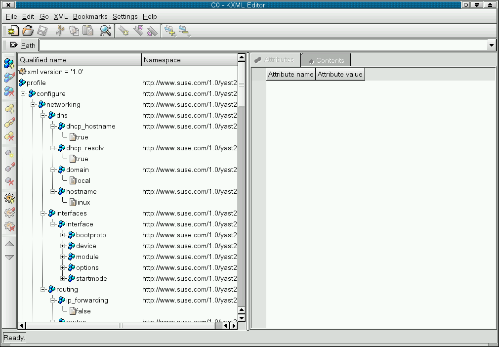 Editing the control file with kxmledit