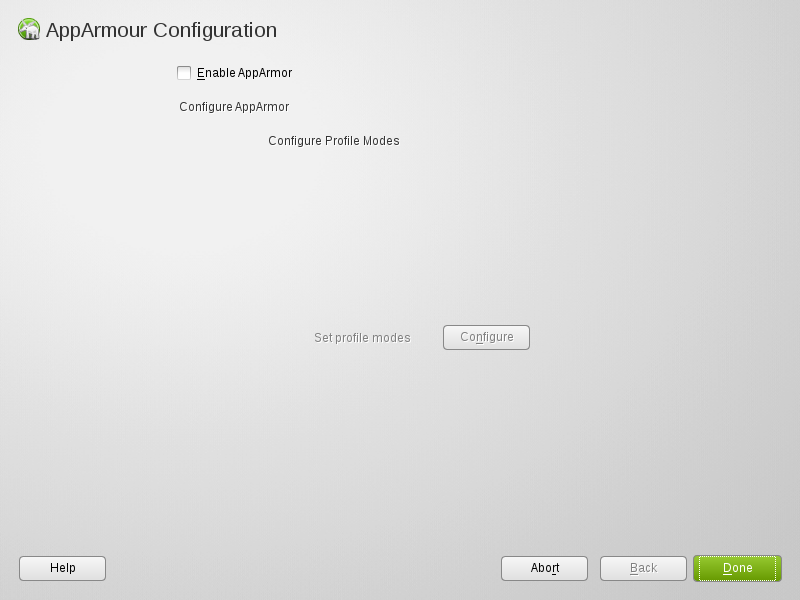 The AppArmor control
	panel